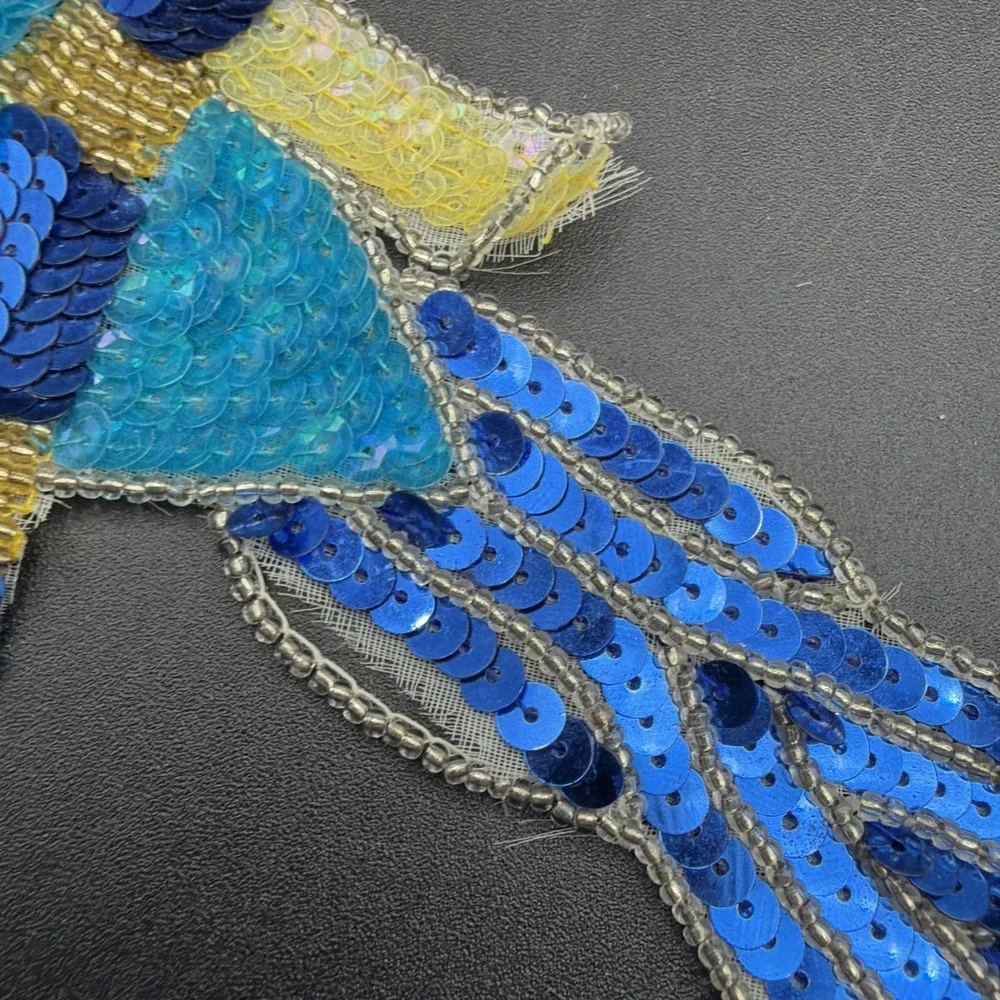 VTG Parrot, Peace Dove, And Heart Beads & Sequins Sew-On Appliqué Patches *READ